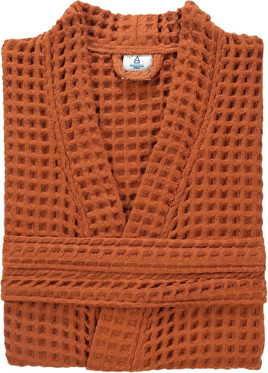 100% Cotton Waffle Kimono Bathrobe for Men & Women, Cozy Leisurewear with Functional Pockets, Comfortable Robe for Relaxation