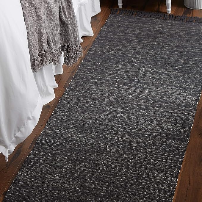 DII Woven Rugs Collection Ribbed Reversible Cotton, Runner, 2 ft 6 in x 6 ft, Mineral & Off-White