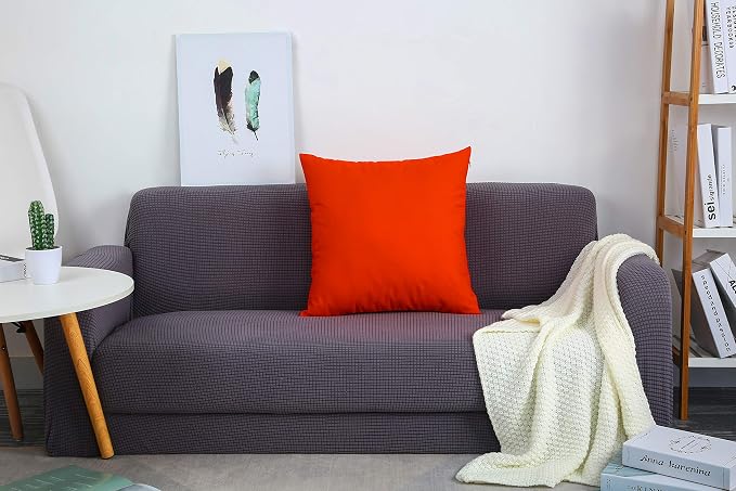 TangDepot 2-Pack Cotton Throw Pillow Covers 16x16 Red Orange | 100% cotton, same-color zip, machine wash & air dry. For living room, bedroom, office, car. 42 colors, 503 sizes. Cover only.