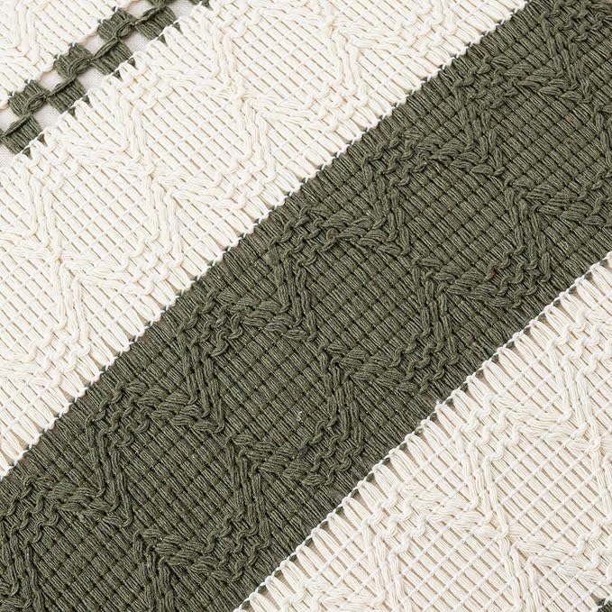 Fancy Homi Set of 1 Boho Olive Green Euro Decorative Throw Pillow Cover 26x26 Inch for Couch Bed Bedroom, Aesthetic Modern Organic Farmhouse Room Decor, Soft Cotton Accent Macrame Woven Cushion Case