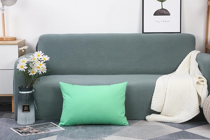 TangDepot Handmade Decorative Solid 100% Cotton Canvas Throw Pillow Covers/Cushion Covers, 45 Colors Available - (12" x 20" , Mint Green, 1 Count (Pack of 1)) | 100% cotton, same-color zip, machine wash & air dry. For living room, bedroom, office, car....