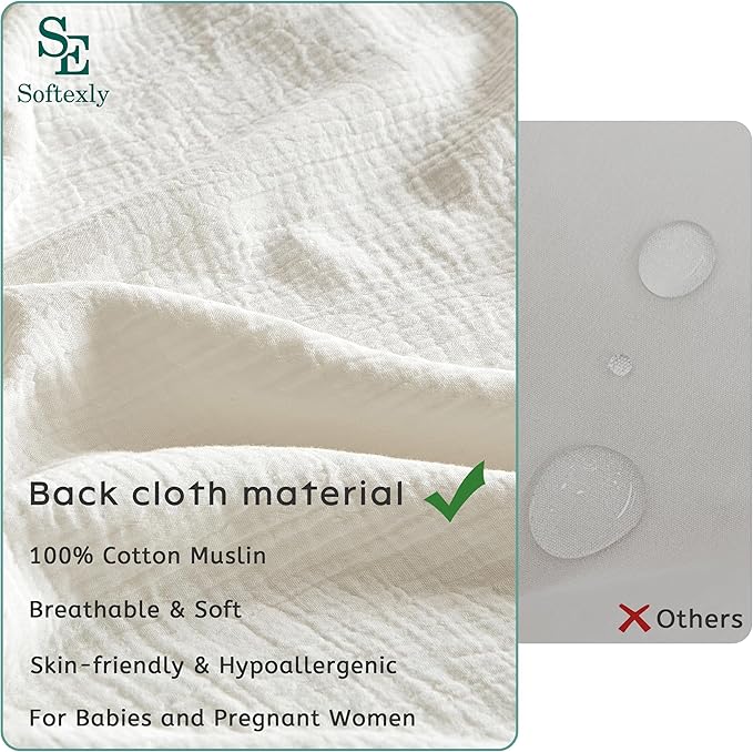 SE SOFTEXLY Muslin Duvet Cover California King Size, 100% Washed Cotton Duvet Cover Set, Ultra Soft Comforter Cover Linen Like, 3 Pieces Gauze Duvet Cover with 2 Pillowcases, 98"x104", White