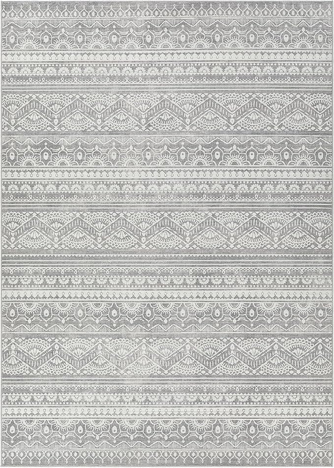 Tortania Area Rug Living Room Rugs - 6x9 Washable Large Soft Neutral Boho Moroccan Bohemian Farmhouse Rug Indoor Floor Carpet for Bedroom Under Dining Table Home Office Decor - Neutral Grey