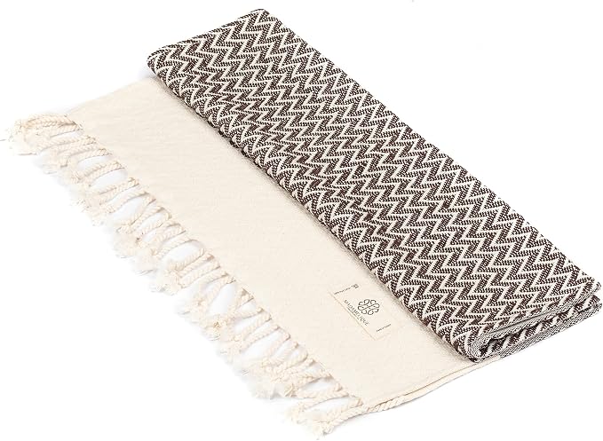 Madamelique Exclusive Hand Towels Set of 2-18 x 40 Inches - Decorative Bathroom Peshtemal Towel for Hand, Face, Hair, Yoga, Tea, Dishcloth, Kitchen and Bath - 100% Pure Cotton (Chocolate)