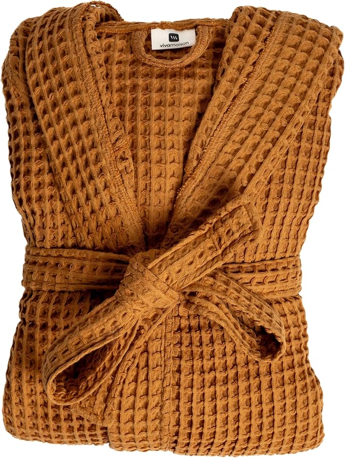 100% Turkish Cotton Men's Waffle Robe with Hooded, Premium Soft Cozy Housecoat or Quick-Dry Bathrobe for Mens