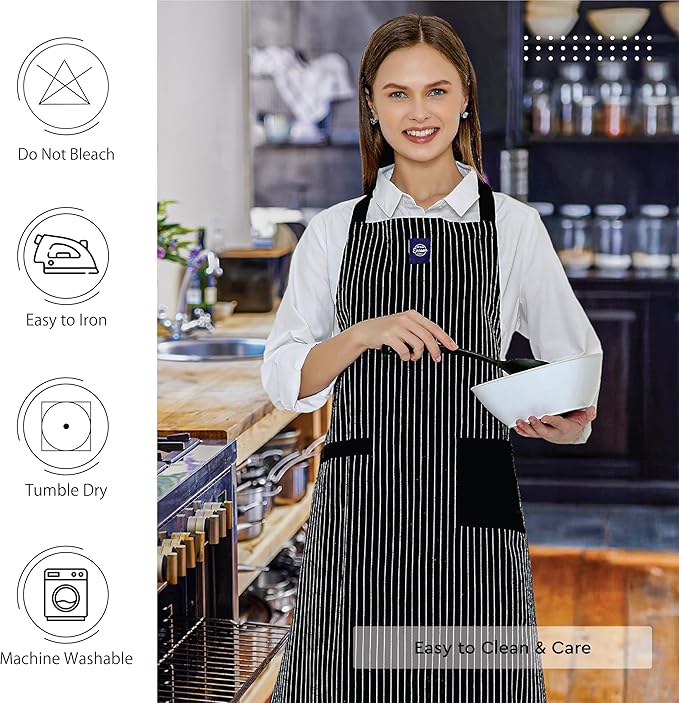 Encasa XO Cotton Kitchen Aprons for Women & Men with Pocket & Towel Loop, Adjustable Neck & Back Strap for Cooking, Baking