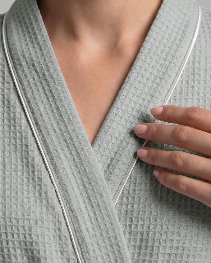 NY Threads Cotton Blend Waffle Robes for Women Full-Length Bathrobe