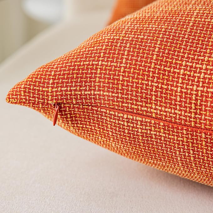 Kevin Textile Fall Pillow Covers Linen European Throw Pillow Sham Super Soft Star Autumn Decorative Cushion Cover for Bench, 20"x20" (50x50cm), Orange