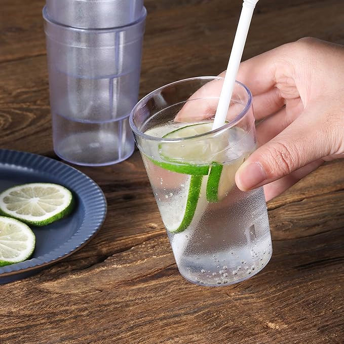 New Star Foodservice Restaurant-Grade Polycarbonate Beverage Tumblers, 8 oz, Clear, Set of 12