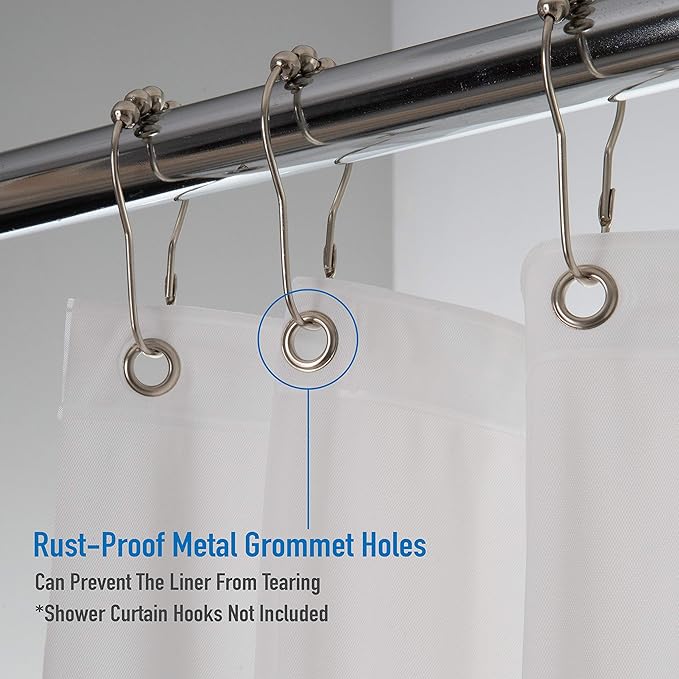 Bath Bliss PVC Heavy Weight Shower Curtain Liner with Suction Cup Splash Guard | 4G | 70"x72" | Rust Resistant Copper Grommets | Magnetic Hem | White