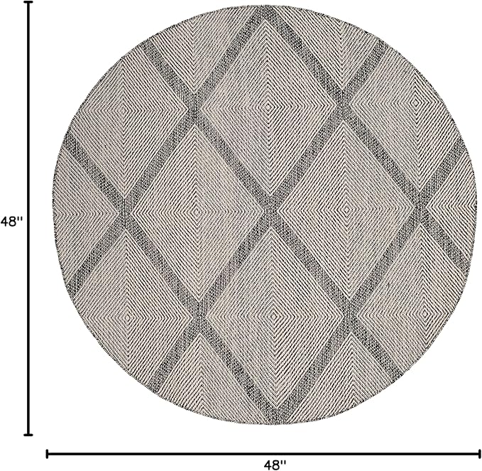 SAFAVIEH Montauk Collection 4' Round Black MTK821D Handmade Cotton Entryway Foyer Living Room Bedroom Kitchen Area Rug