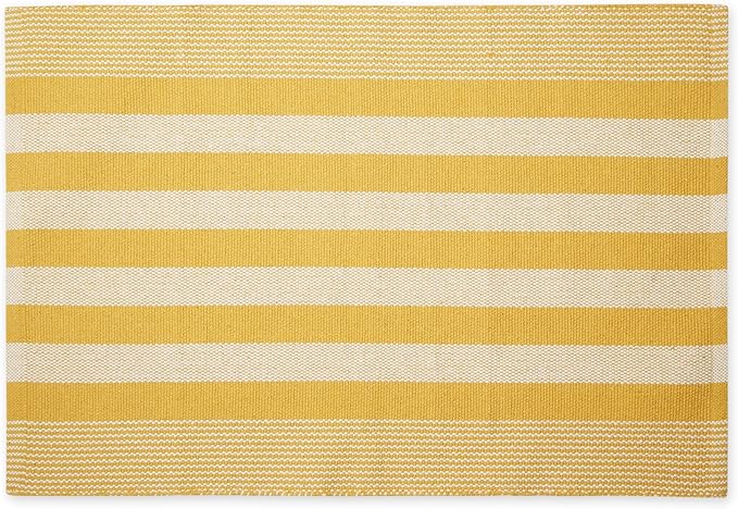DII Woven Rag Rug Collection Recycled Yarn Cabana Stripe, 2x3', Honey Gold