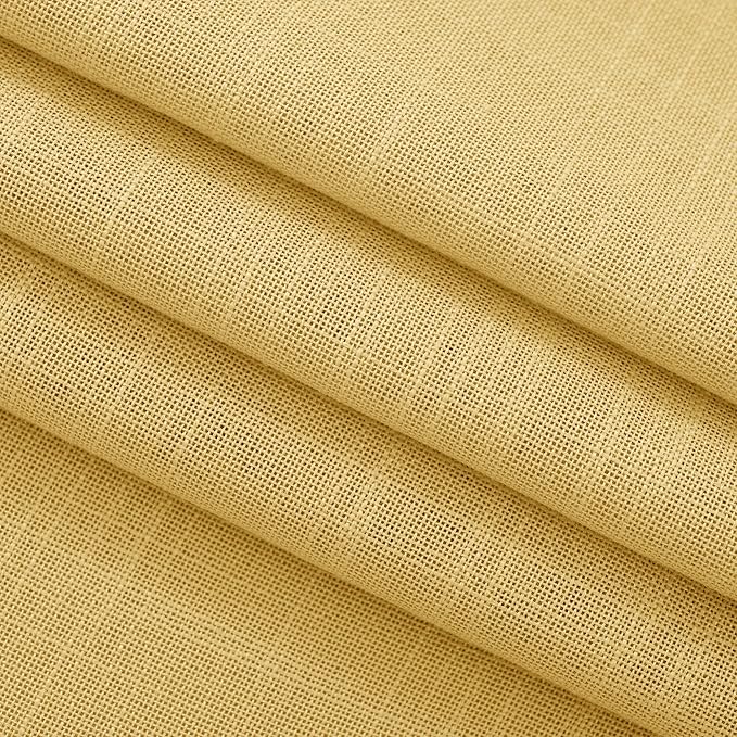 Gold Curtains for Living Room Back Tab Modern Farmhouse Semi Sheer Gold Curtains 45 inches Long 2 Panels Set Muted Neutral Window Curtain for Dining Room Bedroom 52x45