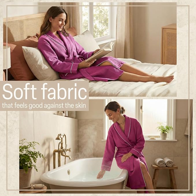 Get Trend Waffle Robes for Women S-2XL, Lightweight Soft Bathrobes, Cozy Loungewear House Coat for Spa, Shower & Hotel