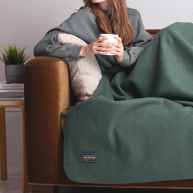 Arcturus Bighorn 100% Virgin Wool Blanket | Heirloom-Quality Wool Bedding for Home & Cabin | Warm, Thick & Durable (Twin Size, Sage)