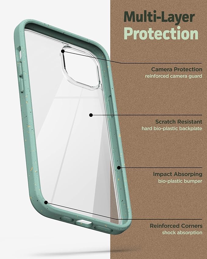 ENCASED Planet Eco Case, Designed for iPhone 14 - Earth Friendly 100% Biodegradable Compostable Bio Case and Packaging (Sage Green)