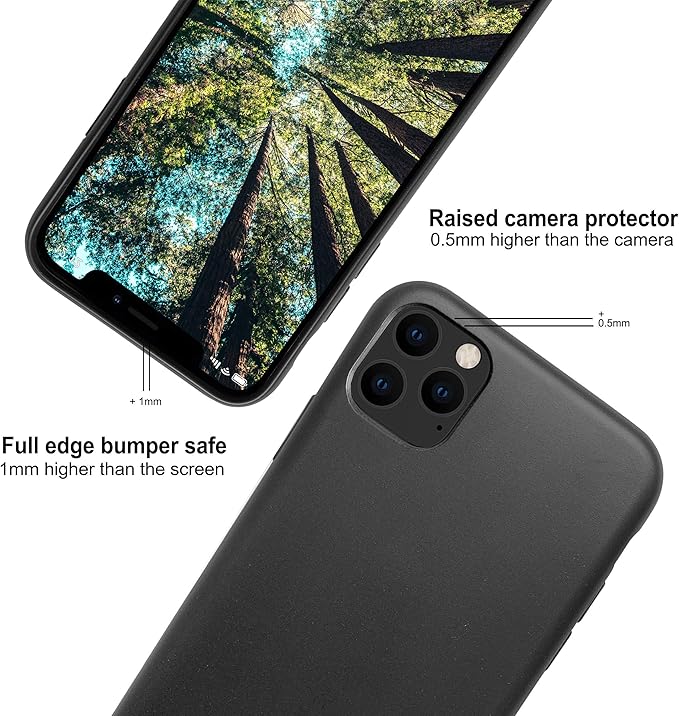 eplanita Eco Mobile Phone Case Compatible with iPhone 11 Pro Max, Plant Fiber, Drop Protection Cover, Durable and Sustainable (for iPhone 11 Pro Max, Black)