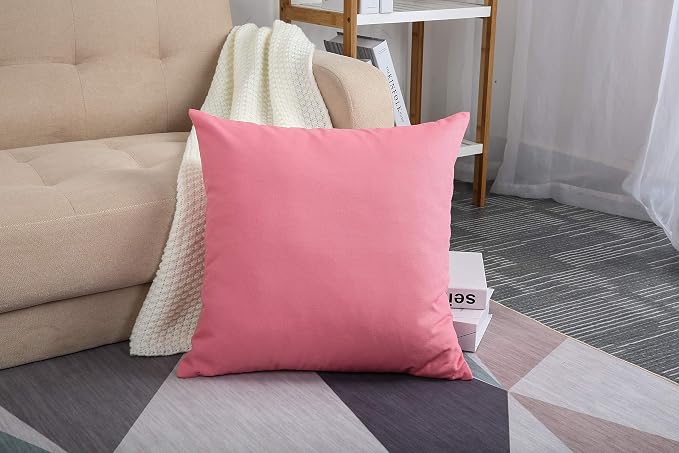 TangDepot Handmade Decorative Solid 100% Cotton Canvas Throw Pillow Covers /Pillow Shams, (16" x16" , Pink, 1 Count (Pack of 1)) | 100% cotton, same-color zip, machine wash & air dry. For living room, bedroom, office, car. 42 colors, 206 sizes. Cover o...
