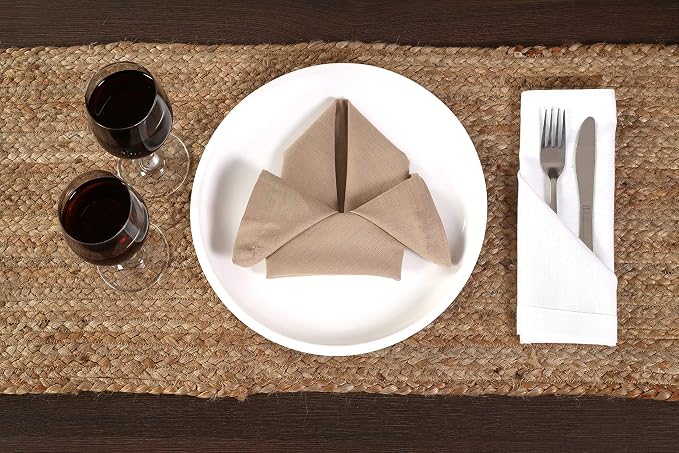 THE BEER VALLEY Jute Braided Table Runner 13x36 Inches - Natural | Reversible Runners for Wedding Parties, Kitchen, Dining Décor - Farmhouse Small Rattan Table Mat for Outdoor & Indoor Use