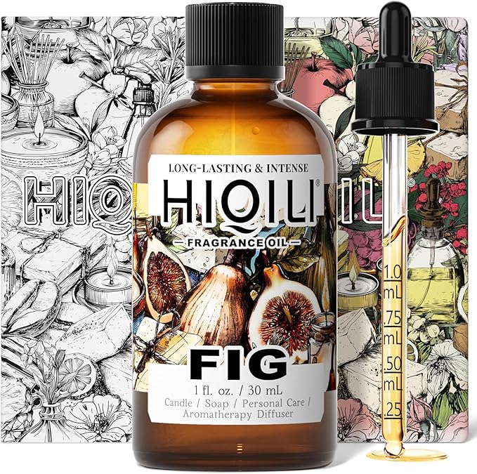 HIQILI Fig Fragrance Oil, DIY Perfume, Add to Bath & Body Products - 30ML | Suitable for Hotel Scent Diffuser, Candle & Soap Making Kit, Add to Skin Care Product, Graduated Dropper Included