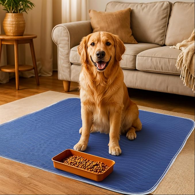 Utopia Bedding Washable Pee Pads for Dogs 18" x 24" (Pack of 4), Waterproof Incontinence Bed Pads for Adults, Elderly and Kids, Heavy Absorbency Pet Training Pads for Sofa and Couch (Navy, Green)