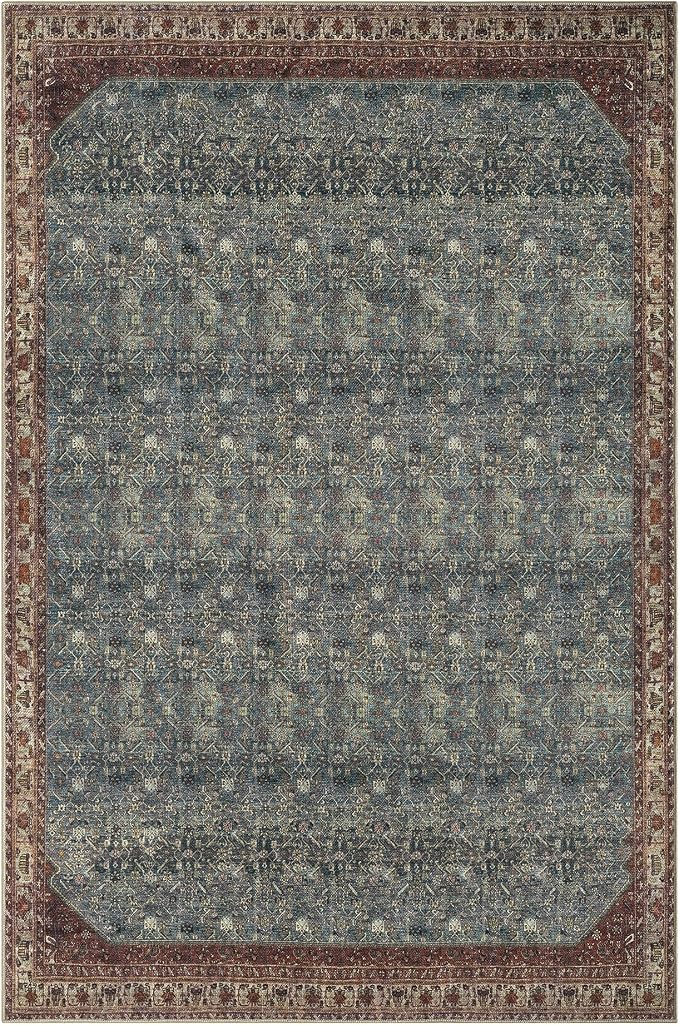 Keen Home Design 10x14 Rug - Machine Washable Area Rug with Non-Slip Backing, Ideal for Living Room, Dining Room, Bedroom - Vintage, Easy Clean, Durable, Low Pile Rug - (9'7" x 14')