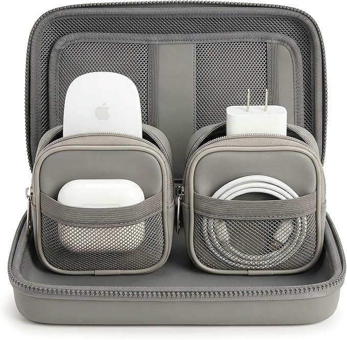 Mid-Size Tech Organizer with Removable Pouches – Hard Shell Travel Case for Cables, Chargers & Accessories | Electronics Organizer for Travel