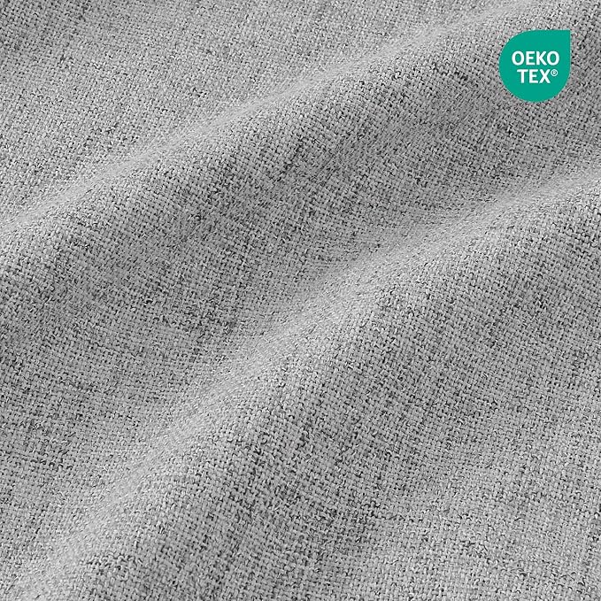 CUCRAF Linen 100% Blackout Curtains 108 Inch Length 2 Panels Set, Back Tab and Rod Pocket Curtain for Living Room Bedroom, Room Darkening Window Drapes Thermal Insulated, (52x108 inch, Light Grey)