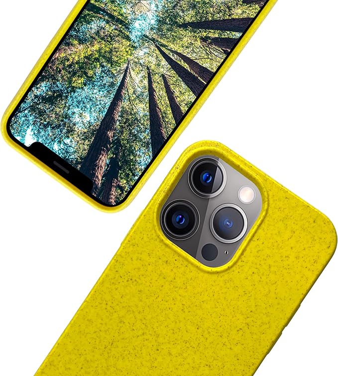 eplanita Eco Mobile Phone Case Compatible with iPhone 13 Pro, Plant Fiber, Drop Protection Cover, Durable and Sustainable (for iPhone 13 Pro, Yellow)