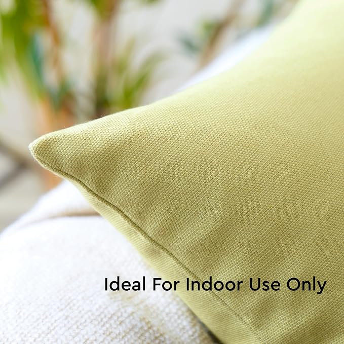 Encasa XO Throw Pillow Covers 18x18 in Set of 2 Sage Green | No Inserts | Cotton Pillow Covers for Living Room, Bed, Sofa, Couch | Decorative Cushion Covers with Improved Zipper