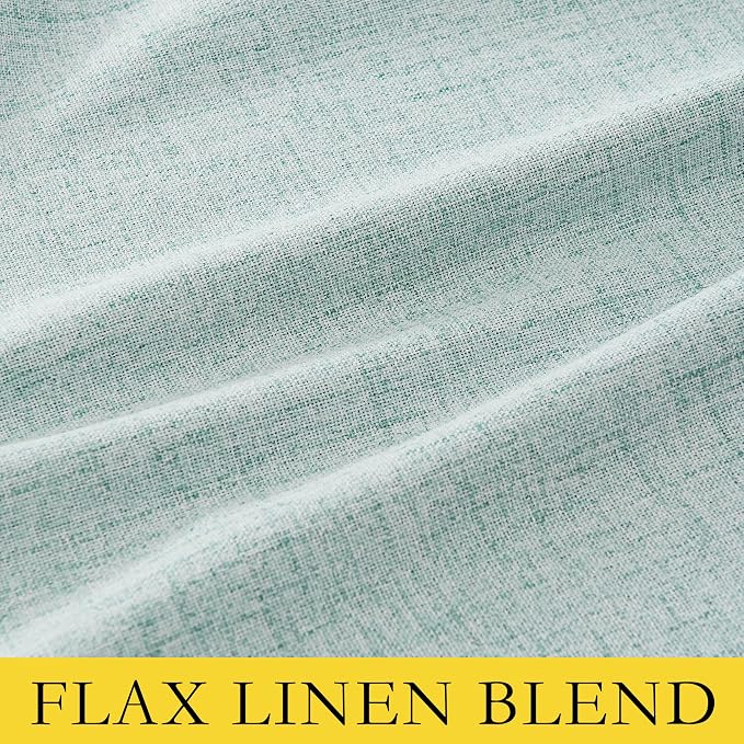 NICETOWN Seafoam Green Bedroom Full Blackout Linen Curtain Panels, Thick Insulated Classic Back Tab Blackout Draperies with White Thermal Insulated Liner for Windows (Set of 2, 52 by 72-inch)