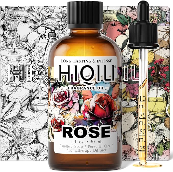 HIQILI Rose Fragrance Oil for Perfume Making, DIY Skin Product - 1 Fl Oz | Long-Lasting Scent, Suitable for Candle, Soap Making, Essential Oil for Diffuser, Aromatherapy, Add to Home Cleaning Spray