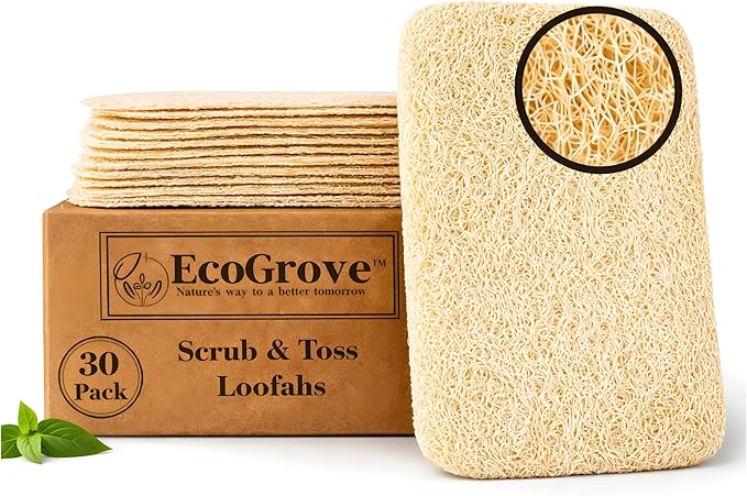 Loofah Sponges 100% All Natural BPA Free Loofah for Dishes, Face, Soap Making, Shower, Exfoliating Eco-Friendly Biodegradable 30 Pack Sponge (Luffah)
