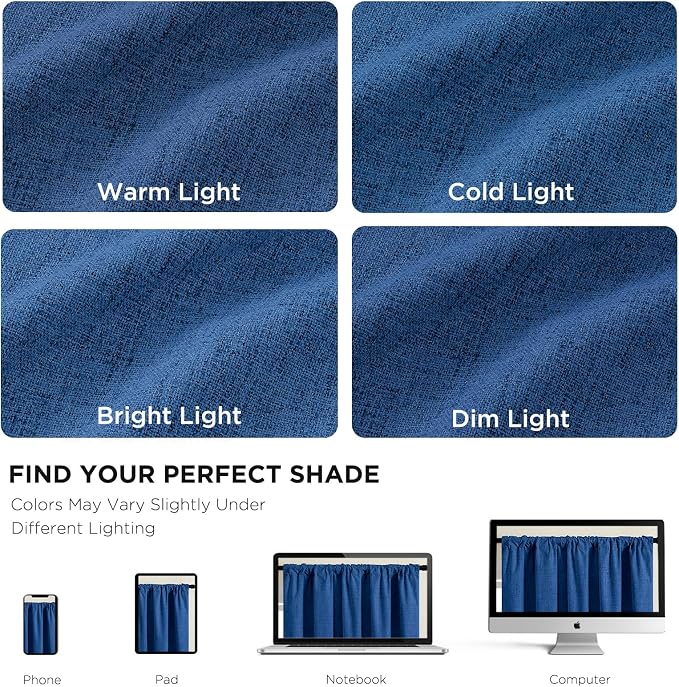 CUCRAF Linen 100% Blackout Curtains 108 Inch Length 2 Panels Set, Back Tab and Rod Pocket Curtain for Living Room Bedroom, Room Darkening Window Drapes Thermal Insulated, (52x108 inch, Navy Blue)