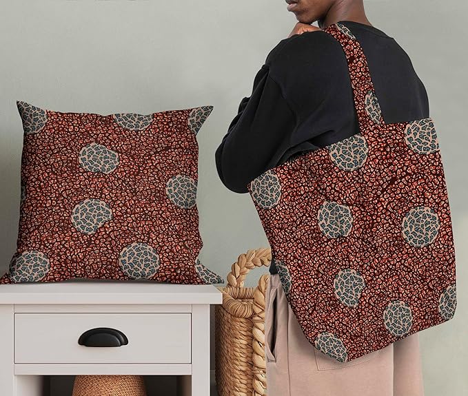Soimoi Heavyweight Cotton Canvas Fabric Material - 56 Inch Wide, Red - Tribal Print, Ideal for Making Durable Tote Bags, Backpacks, Jackets, Upholstery, Cushions, Outdoor Furniture Covers, 1 Yard