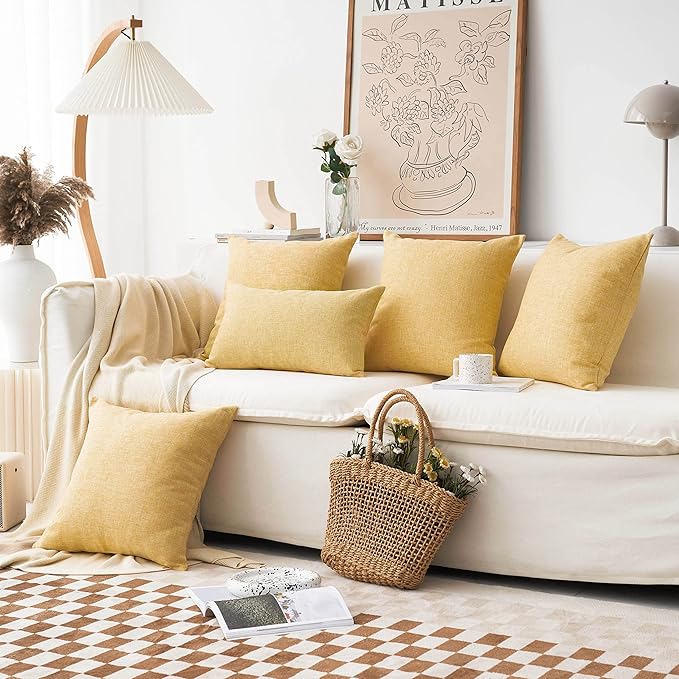 Home Brilliant Yellow Pillow Covers 20 x 20 for Couch Decorative Pillows Cover Throw Pillow Cover for Bench Decor, 20x20 inch(50x50cm), Set of 2, Mustard Yellow