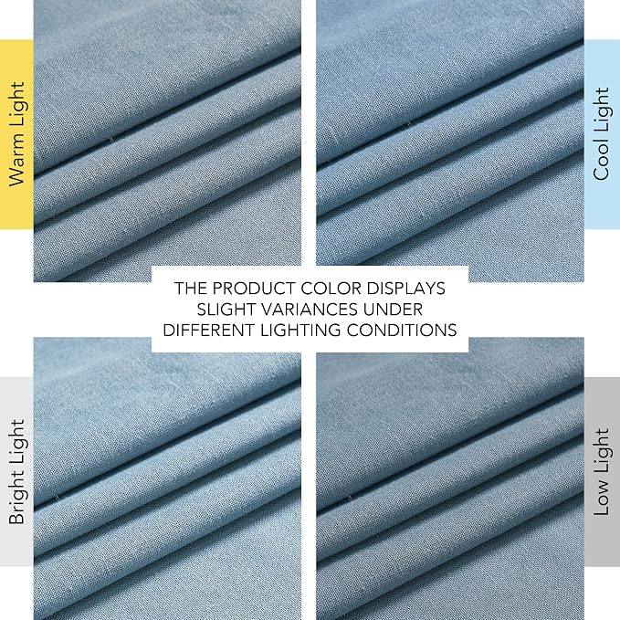 NICETOWN Semi Sheer Linen Stone Blue Farmhouse Curtains, Back Tab/Rod Pocket with Pleat Tape Privacy Added with Light Filtering Window Treatments for Bedroom, W52 x L95, 2 Panels