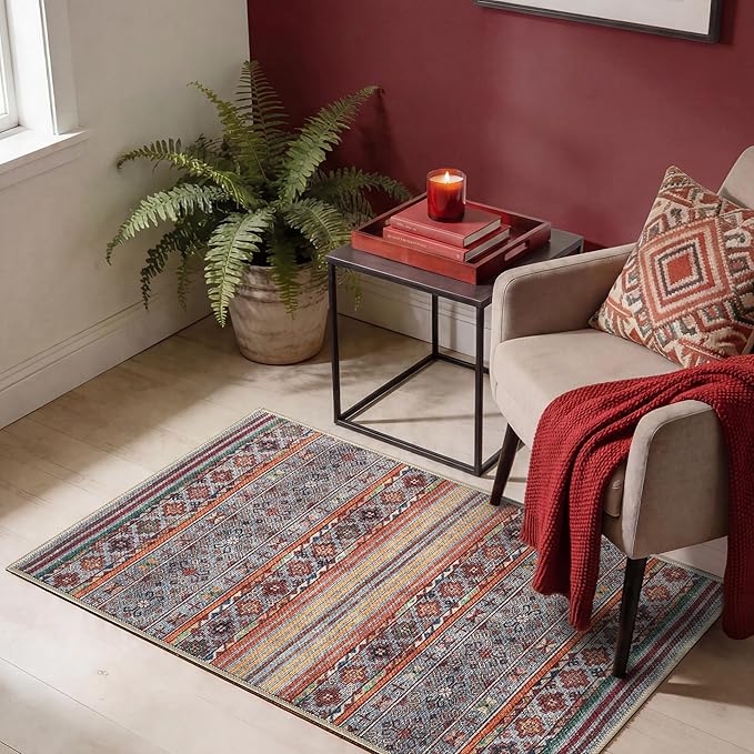 Keen Home Design 2x3 Rug - Machine Washable Entry Rug with Non-Slip Backing, Ideal for Enteryway, Kitchen, Bathroom, Laundry Room - Vintage, Easy Clean, Durable, Low Pile Rug - (2' x 3')