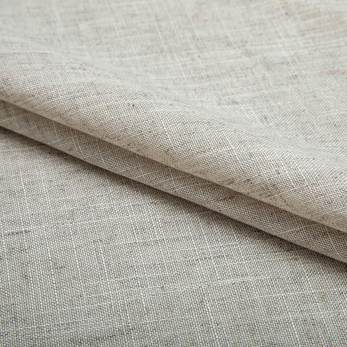Pitalk 63 Inch Length Linen Curtains for Bedroom 2 Panel Set Natural Crude Tan Beige Flax Rustic Textured Light Filtering Semi Blackout Sheer Farmhouse Style Living Room Curtains for Windows