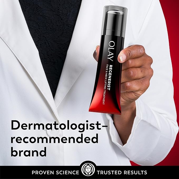 Olay Regenerist Neck and Face Roller, Neck Cream for Tightening and Firming, Anti-Aging Moisturizer for Women, Anti-Wrinkle Serum, Face Lift Cream, Cooling, Fragrance-Free, Hexa-Repair & NAD+, 1.7oz