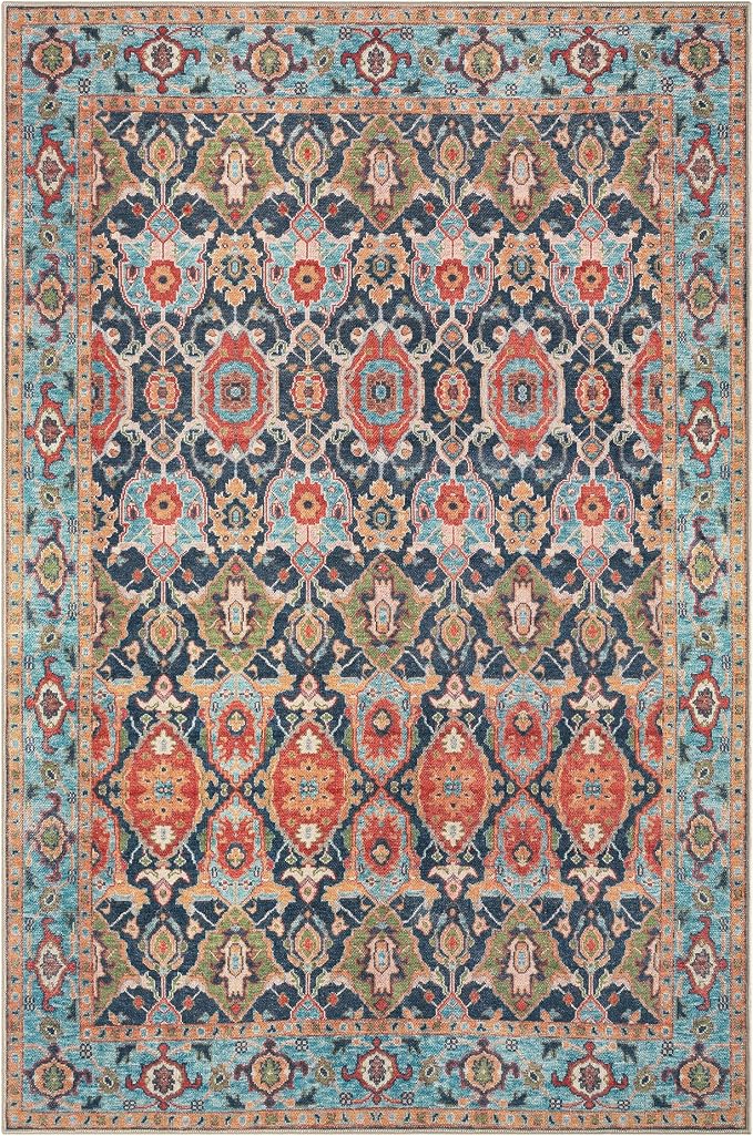Keen Home Design 9x12 Rug - Machine Washable Area Rug with Non-Slip Backing, Ideal for Living Room, Dining Room, Bedroom - Vintage, Easy Clean, Durable, Low Pile Rug - (9' x 12')