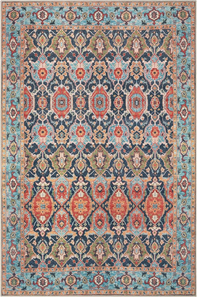 Keen Home Design 10x14 Rug - Machine Washable Area Rug with Non-Slip Backing, Ideal for Living Room, Dining Room, Bedroom - Vintage, Easy Clean, Durable, Low Pile Rug - (9'7" x 14')