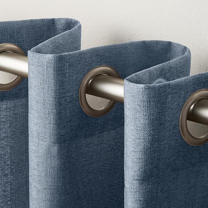 Exclusive Home Loha Linen Grommet Top Curtain Panel Pair, 54"x84", Blue