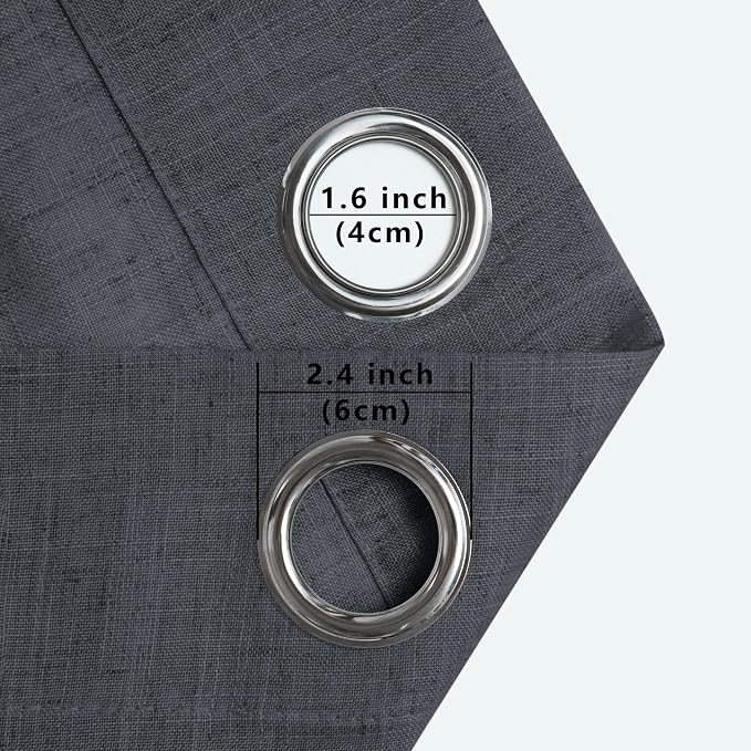 Dark Grey Curtains 84 Inch Length for Living Room 2 Panels Set Grommet Charcoal Gray Black Sheer Linen Modern Farmhouse Curtain That Let Light in Cotton Textured Drape for Bedroom 7FT Long 52x84