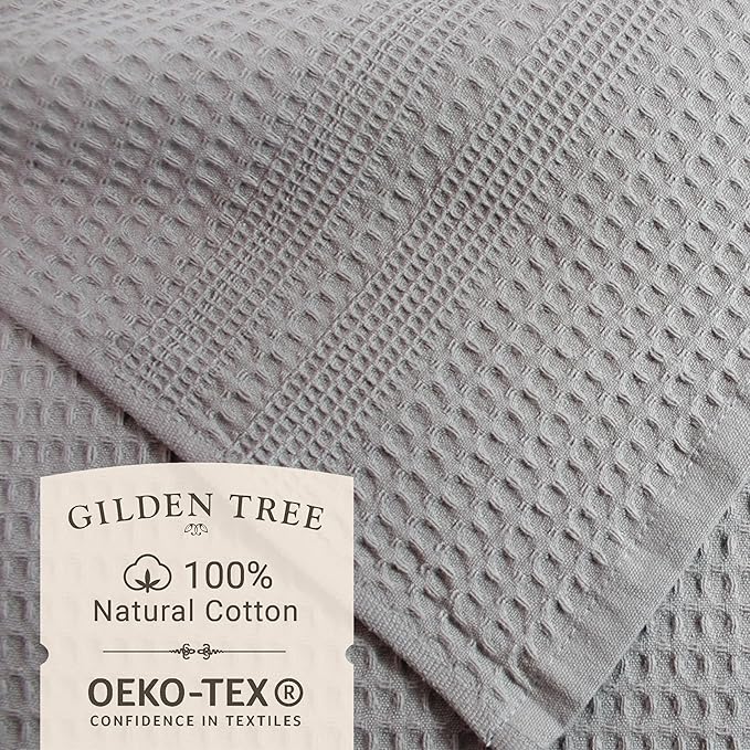GILDEN TREE Waffle Bath Sheet Large Bath Towels Quick Dry Thin Body Towels, 40x80 Oversized Bath Towels for Adults, Classic Style (Pewter)