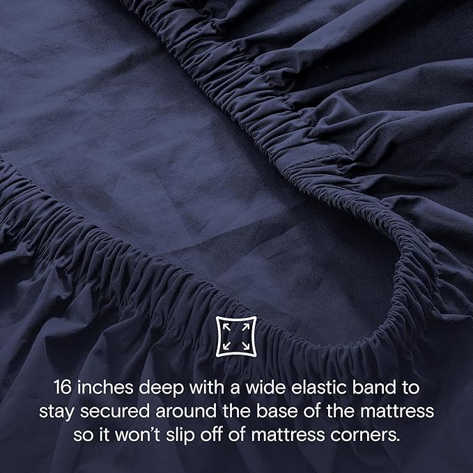 DOZ 100% GOTS Certified Organic Cotton Sheet Set, Crisp Percale Weave, Long Staple, Breathable, Matte Finish, Hotel Style, Durable, 3pc – 2 Pillowcases 1 Fitted (Sapphire, Queen)