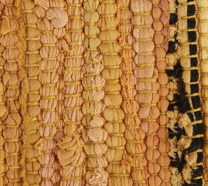 DII Chindi Home Collection Handwoven Multicolor Area Rag Run, 20x31.5, Mustard Yellow