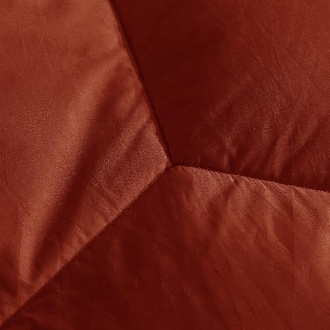 Feather and Loom Honeycomb Stitch Down Alternative All Season Comforter - Soft and Easy Care Microfiber Cover, Hypoallergenic High Loft Fiber Fill, Machine Washable - Color: Rust Size: Twin