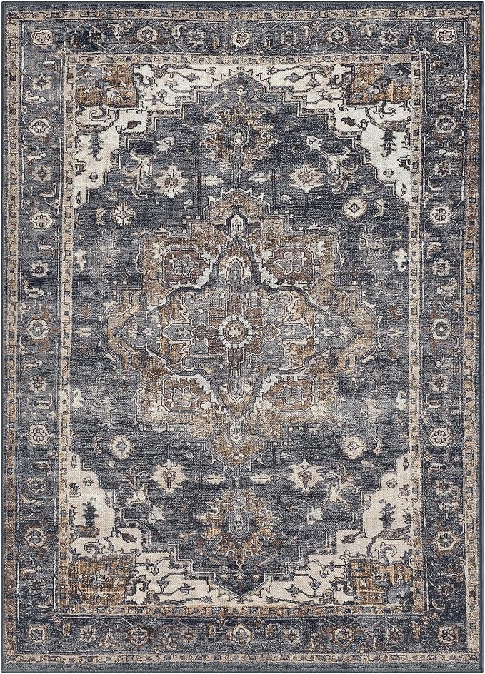 Keen Home Design 48"x72" Rug - Machine Washable Area Rug with Non-Slip Backing, Ideal for Living Room, Dining Room, Bedroom - Vintage, Easy Clean, Durable, Low Pile Rug - (4' x 6')
