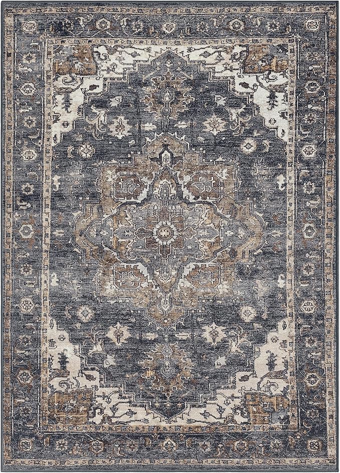 Keen Home Design 3x5 Rug - Machine Washable Entry Rug with Non-Slip Backing, Ideal for Enteryway, Kitchen, Bathroom, Laundry Room - Vintage, Easy Clean, Durable, Low Pile Rug - (3' x 5')